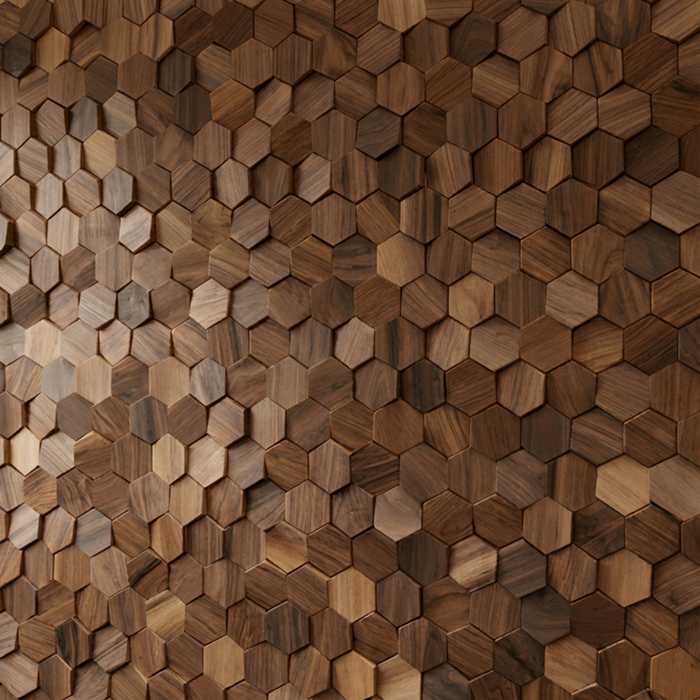 Wikne Houten Mozaïek Wandpanelen Met Hexagon Design Voor Moderne Accentmuren