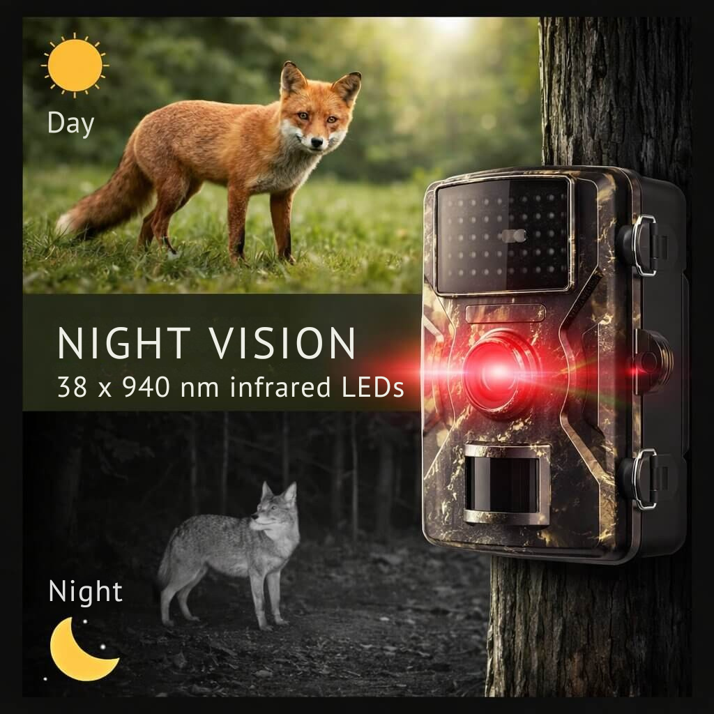 Wildcamera met Bewegingssensor en Nachtzicht voor Buitenobservatie
