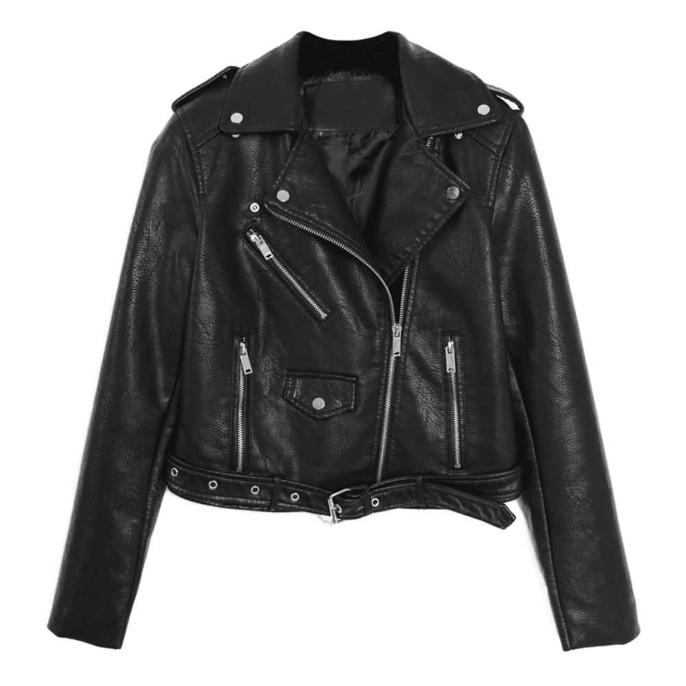 Dames Bikerjack Leren Jacket met Geschulpte Kraag - StudioMarella