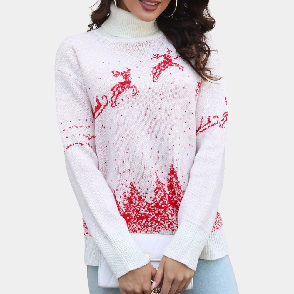 Kersttrui Dames Rendier Print Zacht Comfortabel - StudioMarella