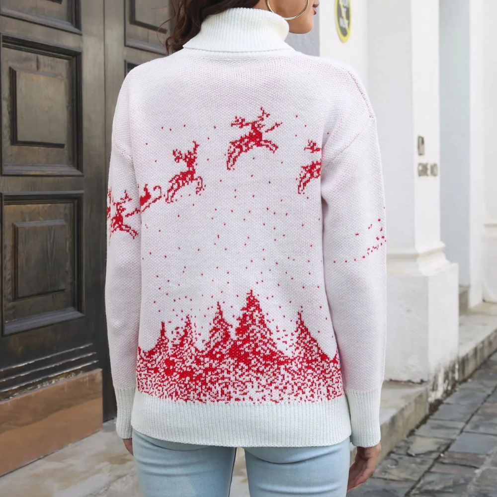 Willem Foute Kersttrui Dames | Comfortabele Pasvorm, Rendierprint 4