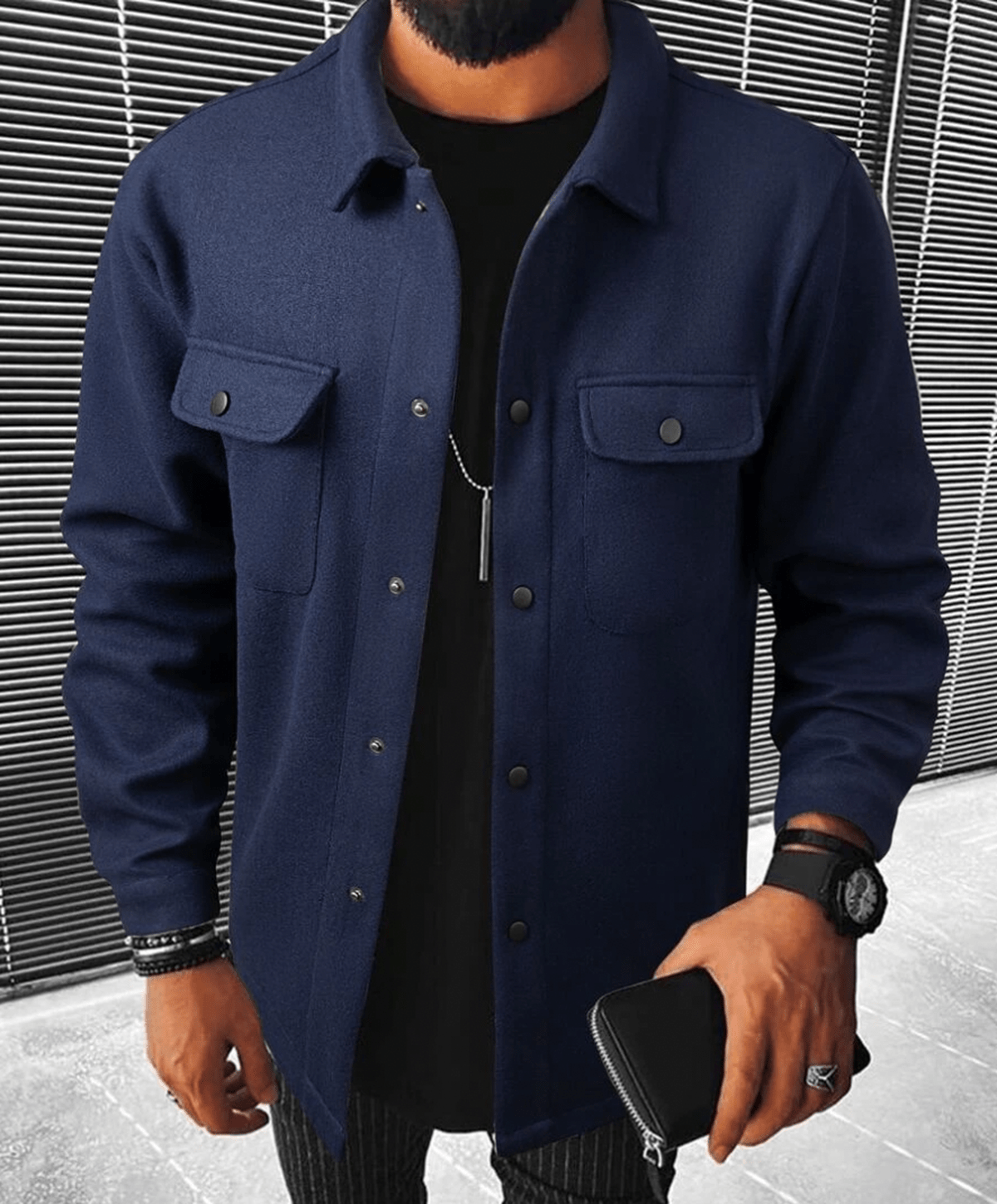 Heren Shacket Met Borstzakken Casual Stijl