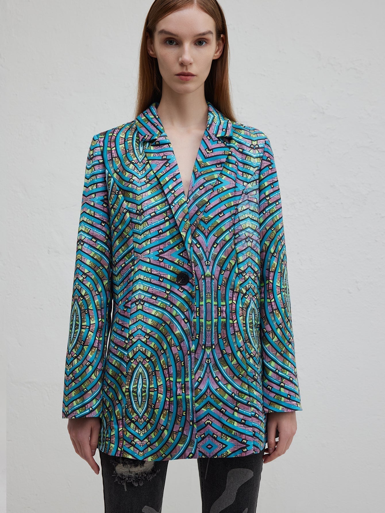 Willem Stijlvol Kantoorpak | 100% Polyester, Abstract Blauw Patroon 1