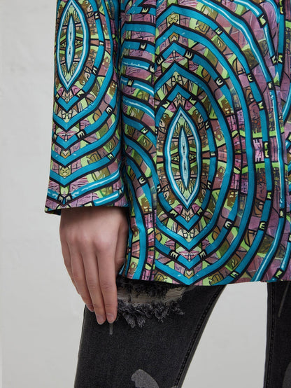 Willem Stijlvol Kantoorpak | 100% Polyester, Abstract Blauw Patroon 4