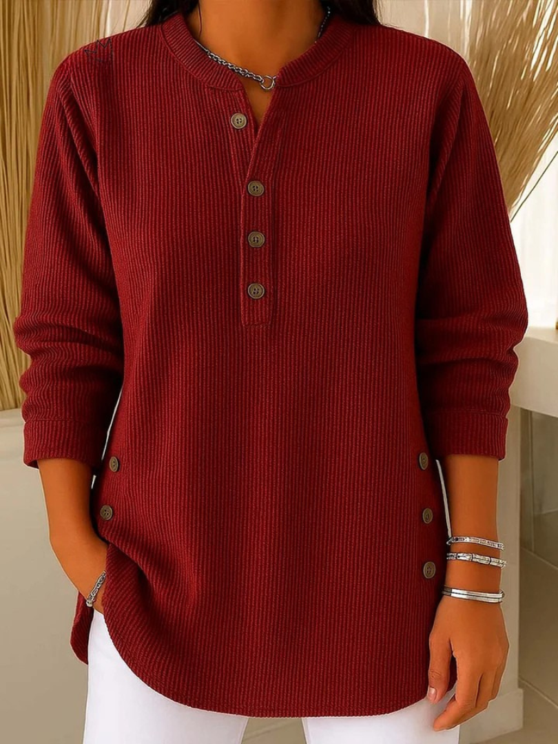 Willow | Comfortabele Geribbelde Henley Top voor Casual Stijl 1