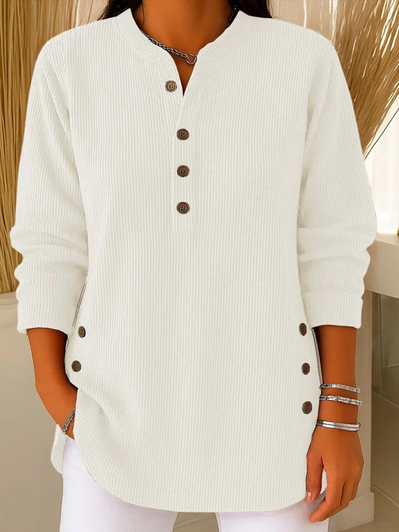 Willow | Comfortabele Geribbelde Henley Top voor Casual Stijl 3
