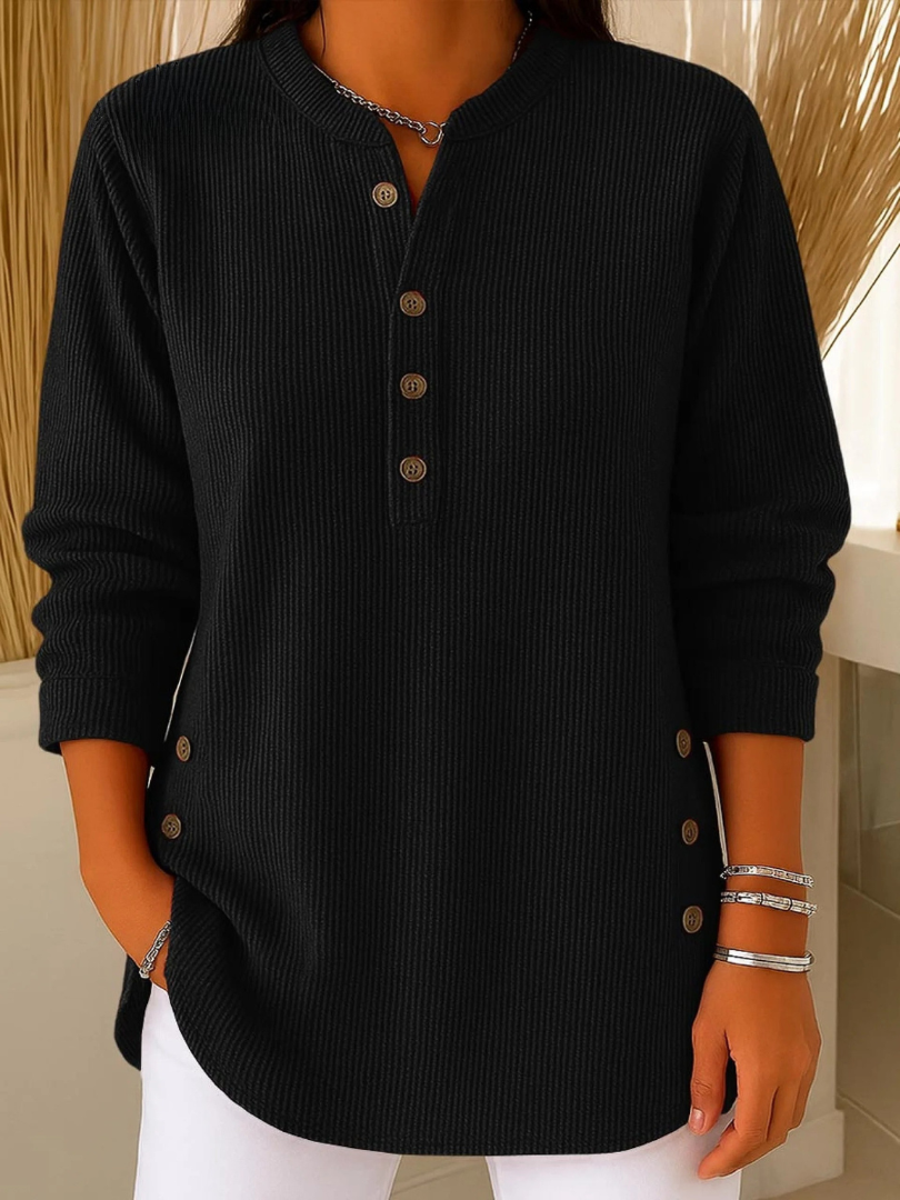 Willow | Comfortabele Geribbelde Henley Top voor Casual Stijl 4