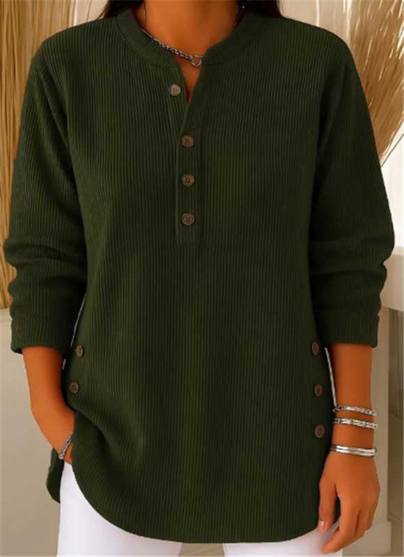 Willow | Comfortabele Geribbelde Henley Top voor Casual Stijl 8