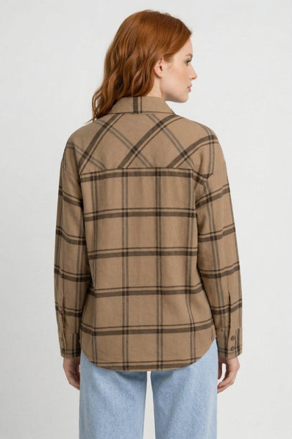 Dames Blouse Geruit Lange Mouwen met Strik