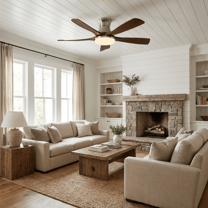 Scandinavische Plafondventilator met Verlichting – Stille 5-Blads Ventilator met LED & Afstandsbediening