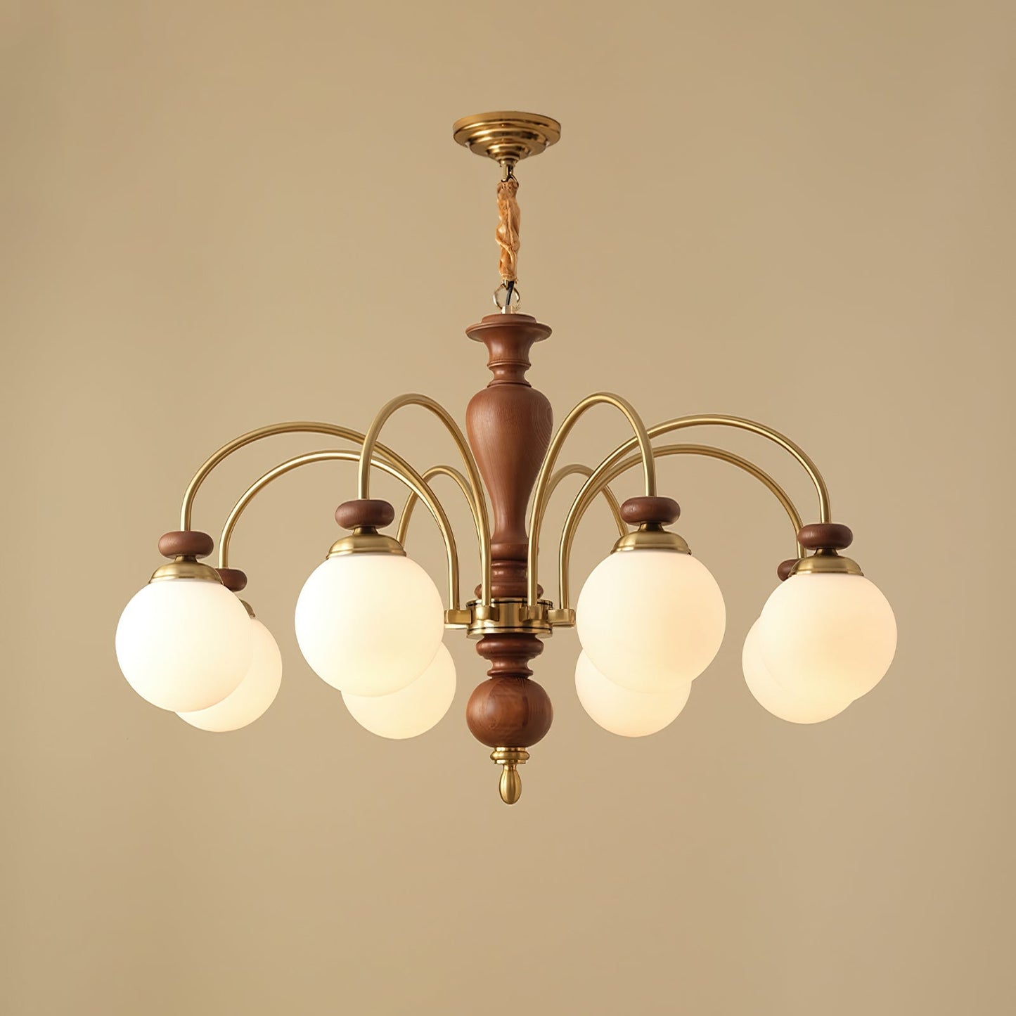 Hanglamp Industrieel 8 Armen Walnootkleur Goud Woonkamer Eetkamer Spinlamp Vintage Pendellamp Plafondlamp Verstelbaar