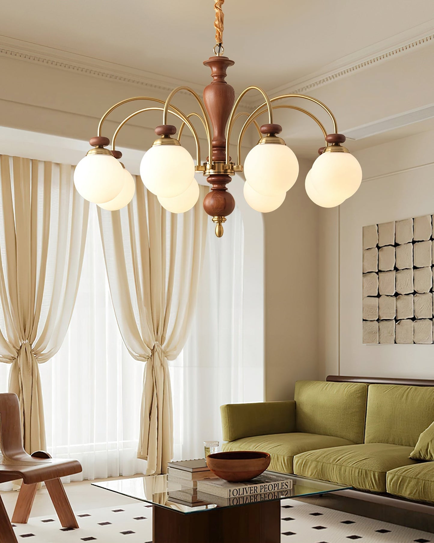 Hanglamp Industrieel 8 Armen Walnootkleur Goud Woonkamer Eetkamer Spinlamp Vintage Pendellamp Plafondlamp Verstelbaar