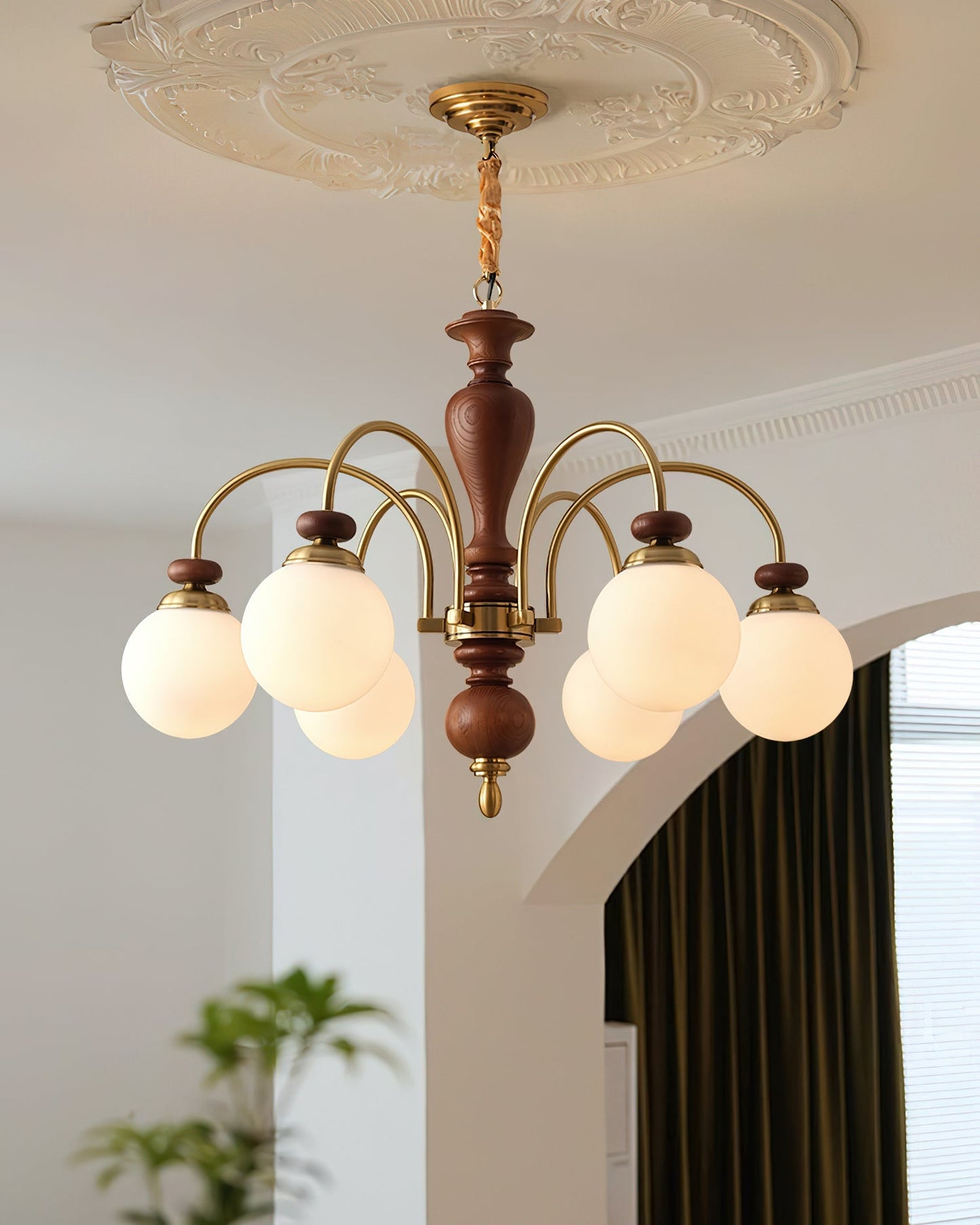 Hanglamp Industrieel 8 Armen Walnootkleur Goud Woonkamer Eetkamer Spinlamp Vintage Pendellamp Plafondlamp Verstelbaar