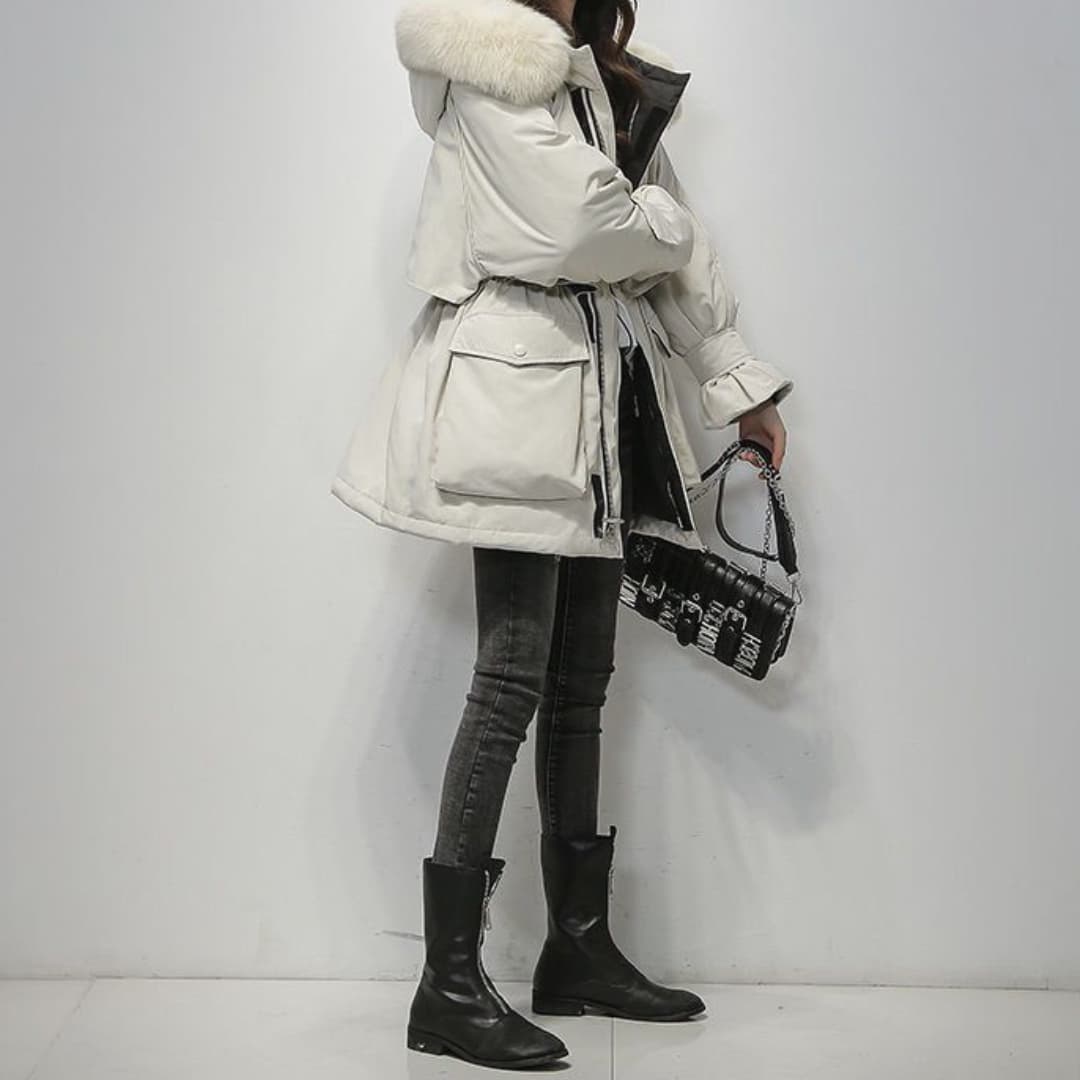 Dames Pufferjas Warme Winterparka Met Bontkraag
