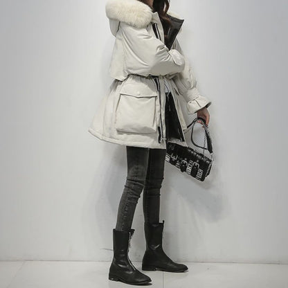 Dames Pufferjas Warme Winterparka Met Bontkraag