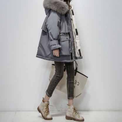 Dames Pufferjas Warm Winterparka met Bontkraag