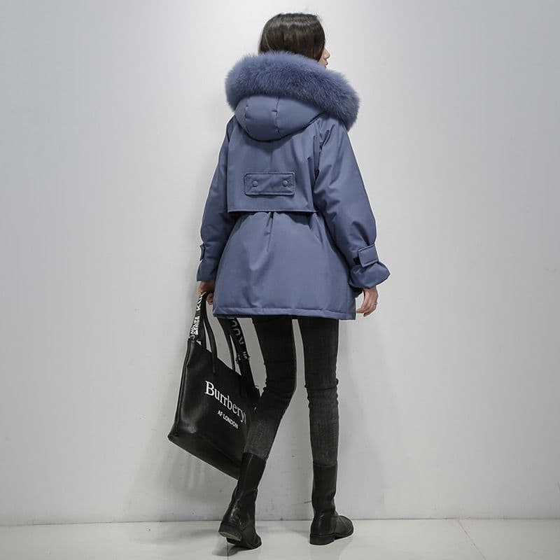 Dames Pufferjas Warme Winterparka Met Bontkraag
