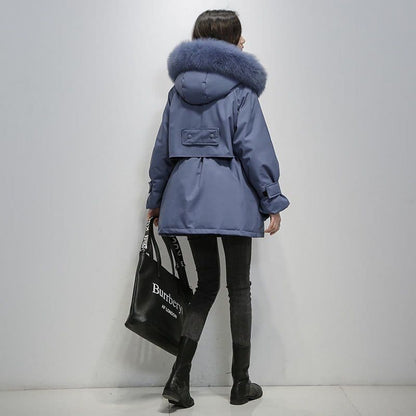 Dames Pufferjas Warme Winterparka Met Bontkraag