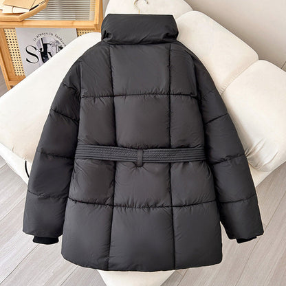 Dames Winterjas Warm Verstelbare Taille Hoge Kraag