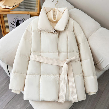 Dames Winterjas Warm Verstelbare Taille Hoge Kraag