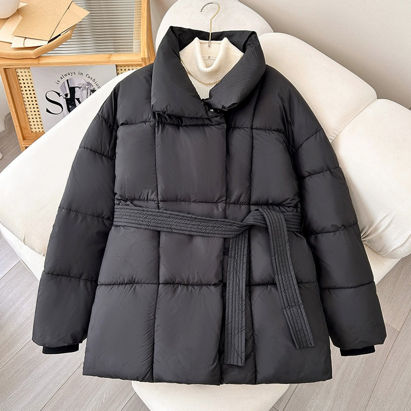 Dames Winterjas Warm Verstelbare Taille Hoge Kraag - StudioMarella