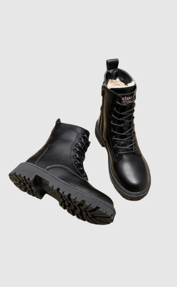 Leren Veterschoenen Zwart met Gevoerde Binnenkant - StudioMarella