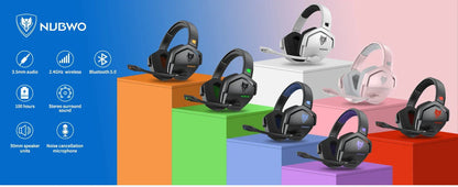 Draadloze Gaming Headset 40mm Driver Ruisonderdrukking 100 Uur Accuduur Comfortabel Over-Ear Design PC Console