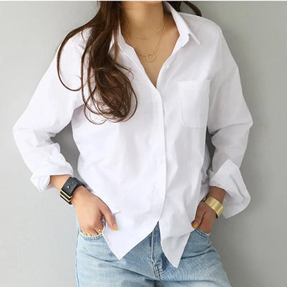 Elegante Witte Lange Mouwen Vrouwenshirt