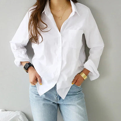 Elegante Witte Lange Mouwen Vrouwenshirt