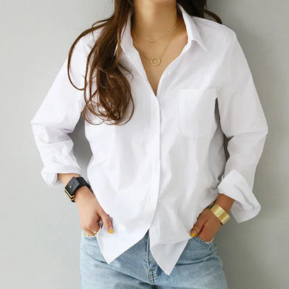 Elegante Witte Lange Mouwen Vrouwenshirt