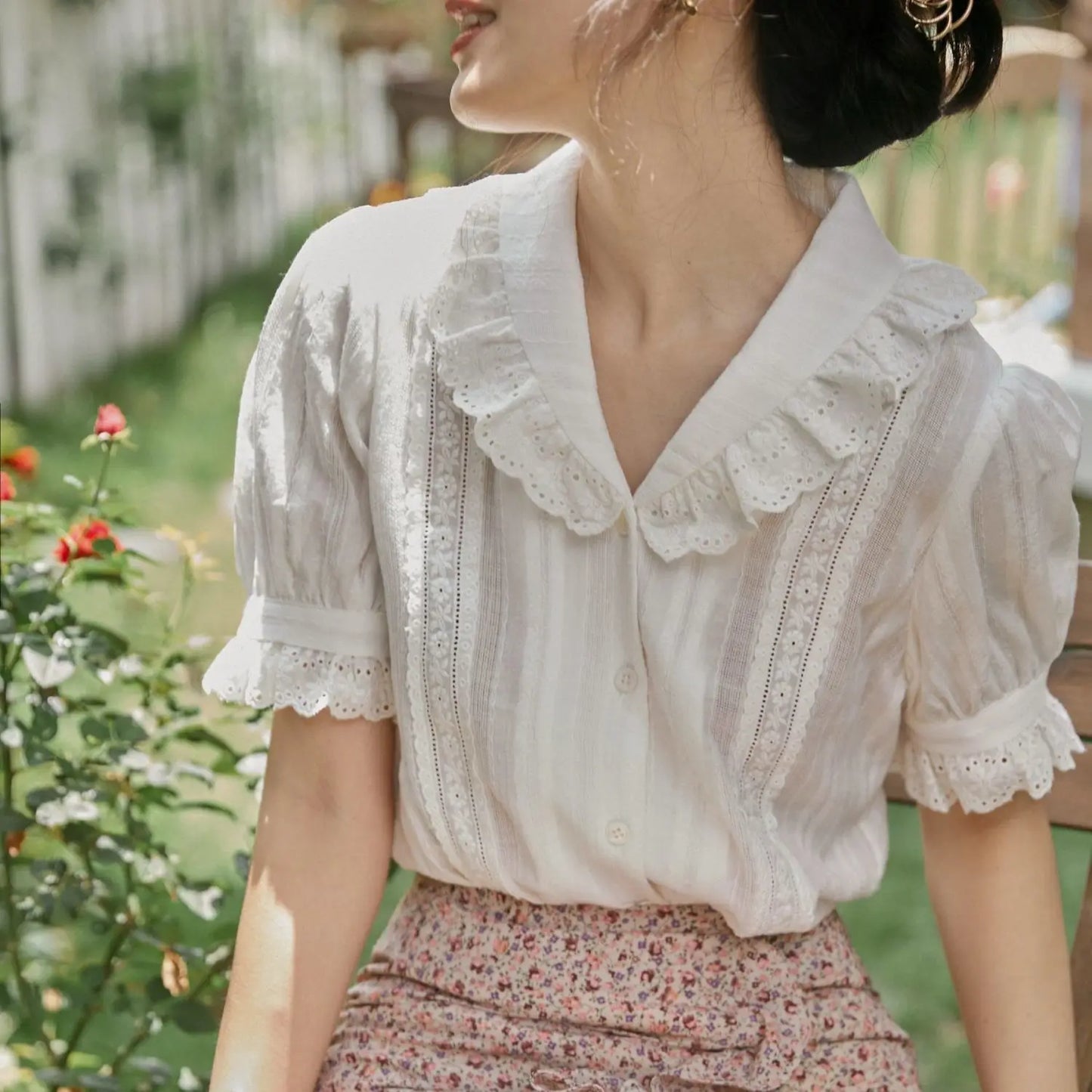 Lolita Blouse Jurk Stijl Roze Korte Mouw