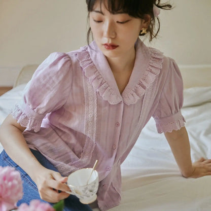 Lolita Blouse Jurk Stijl Roze Korte Mouw