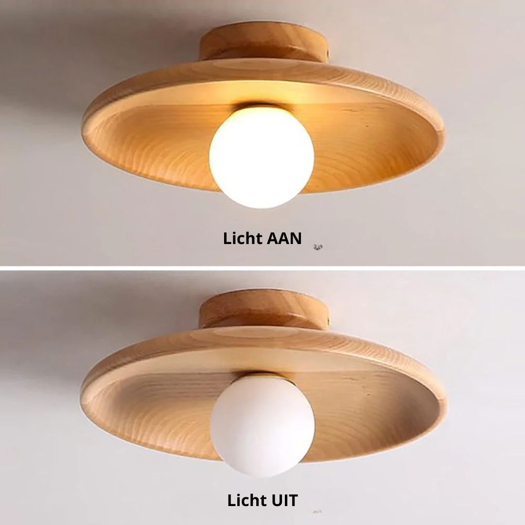 LED Plafondlamp Hout 15cm G4 Warm Licht Woonkamer Slaapkamer Gang Houten Plafondlamp Compact Rond Design
