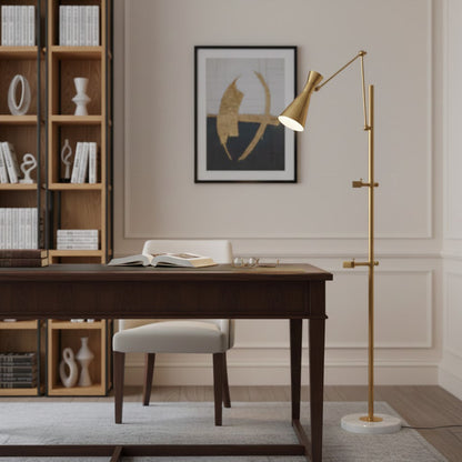 Vloerlamp met Ezelhouder Goudkleurig Frame Marmeren Voet E26/E27 Max 40W Moderne Verlichting voor Kunstwerken en Interieur