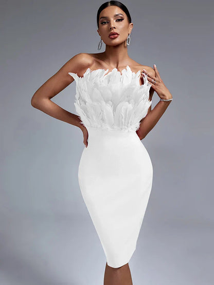 Feather Bandage Jurk Stijlvol Voor Vrouw