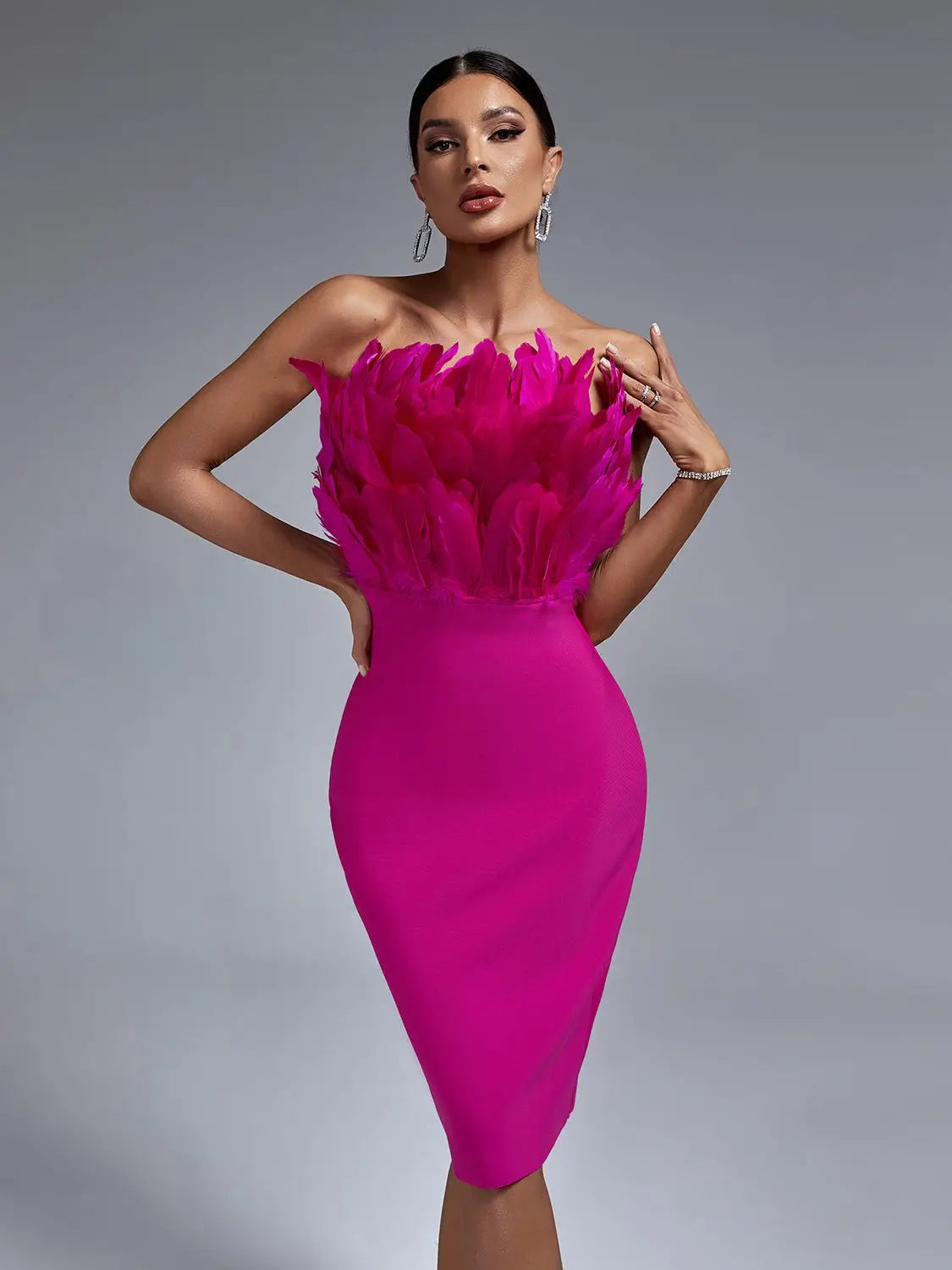 Feather Bandage Jurk Stijlvol Voor Vrouw