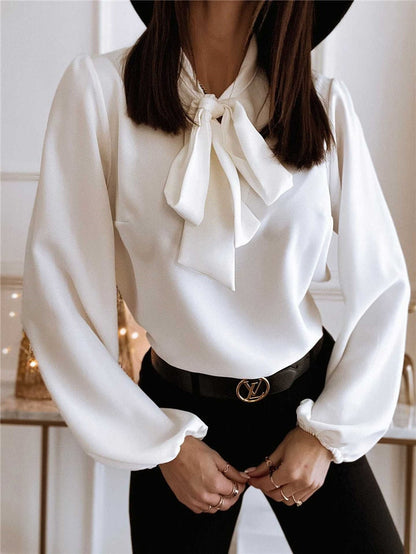 Witte Blouse Dames met Strikdetail | Elegante Lange Mouwen 4