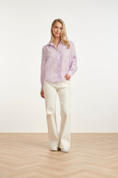 Witte Blouse Met Reliëfprint | Blouse Dames 2