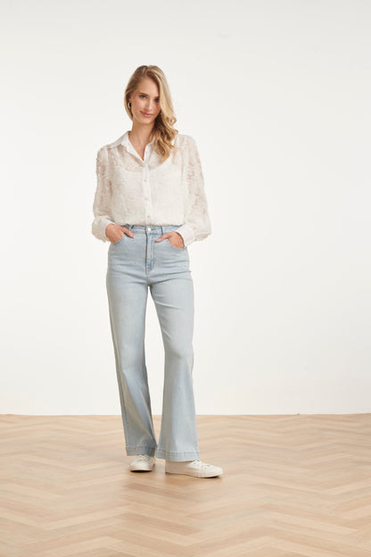Witte Blouse Met Reliëfprint | Blouse Dames 2
