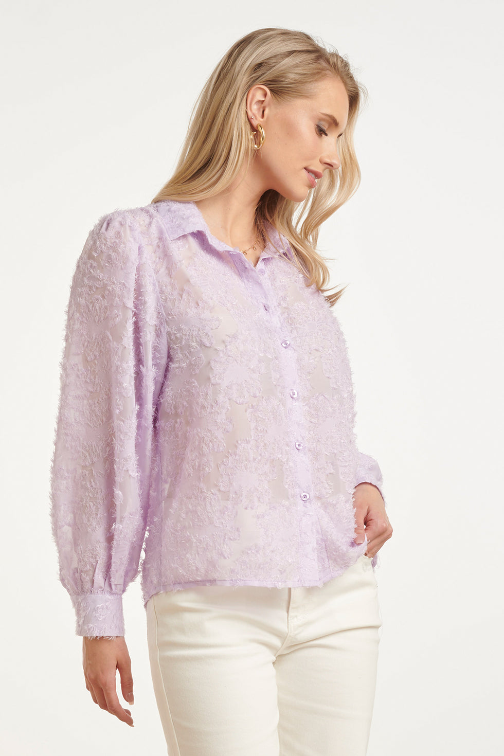 Witte Blouse Met Reliëfprint | Blouse Dames 3