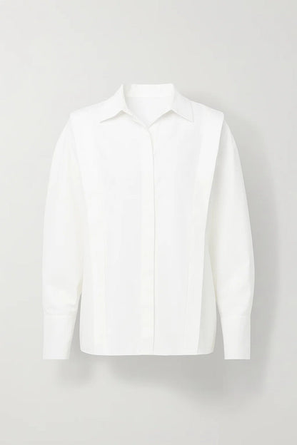 Witte Blouse met Strakke Lijnvoering en Minimalistisch Design