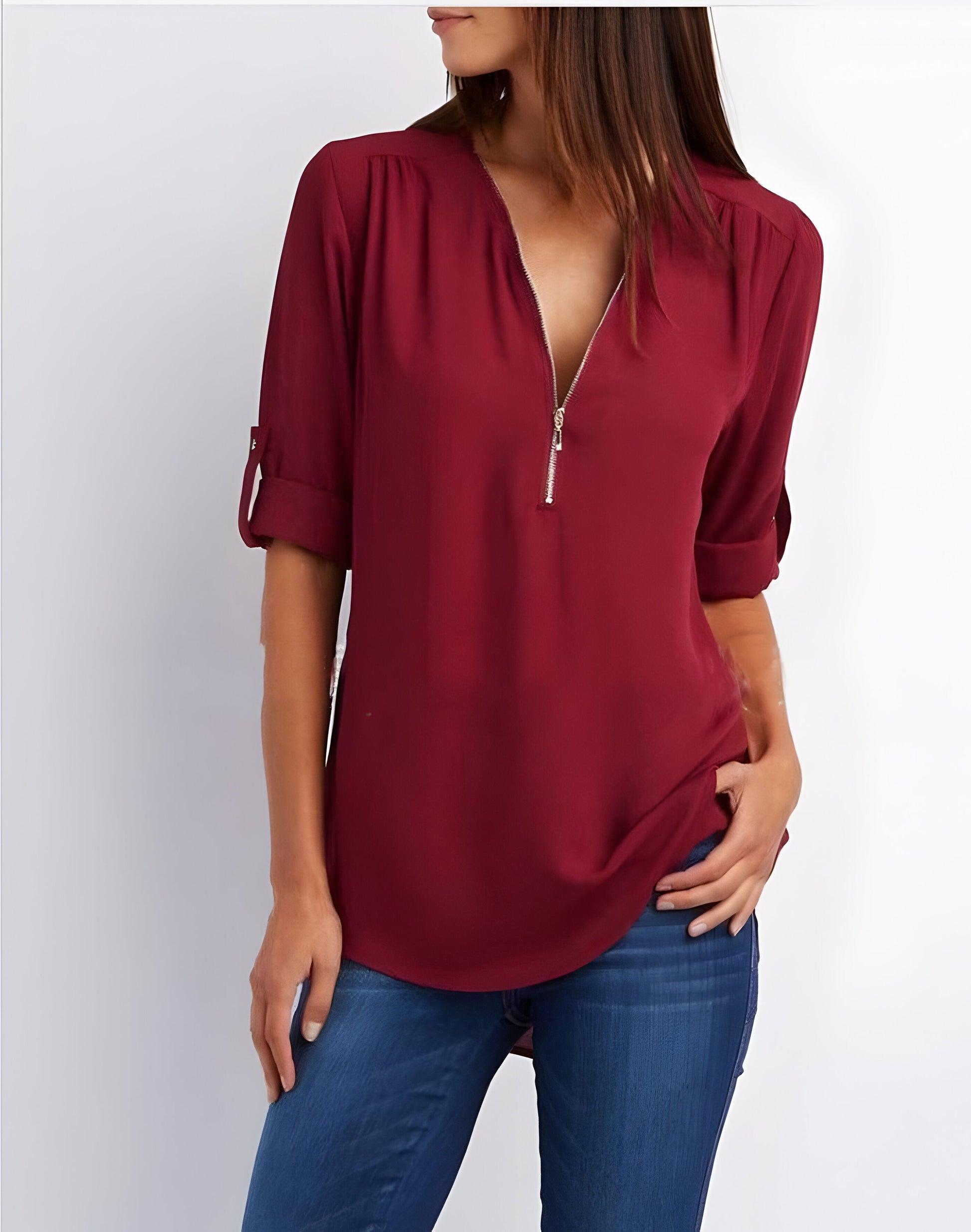 Vrouwelijke Blouse met Ritssluiting Elegant Design - StudioMarella