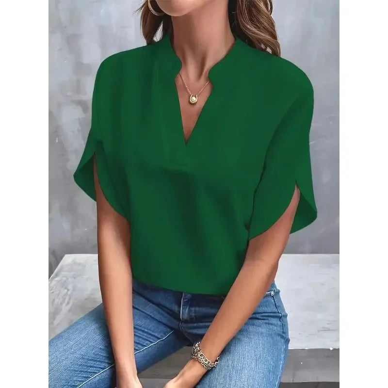 Witte Dames Blouse V-hals Splitmouwen | Stijlvolle Damesblouse 5