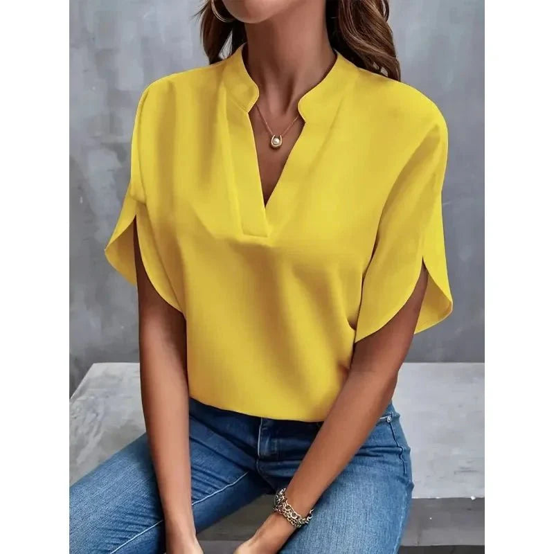 Witte Dames Blouse V-hals Splitmouwen | Stijlvolle Damesblouse 7