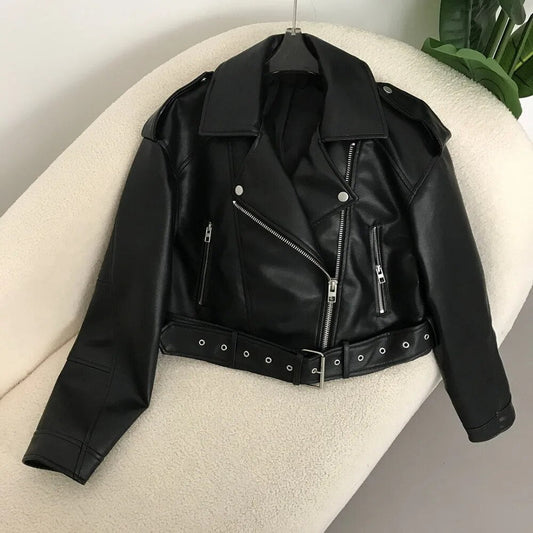 Dames Leerjack Zwart Elegante Stijl - StudioMarella