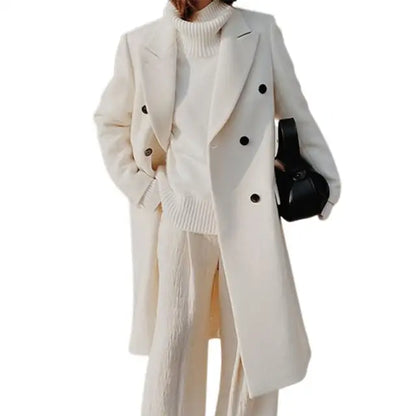 Damesjas Lange Wollen Jas Koreaanse Stijl Elegante Look