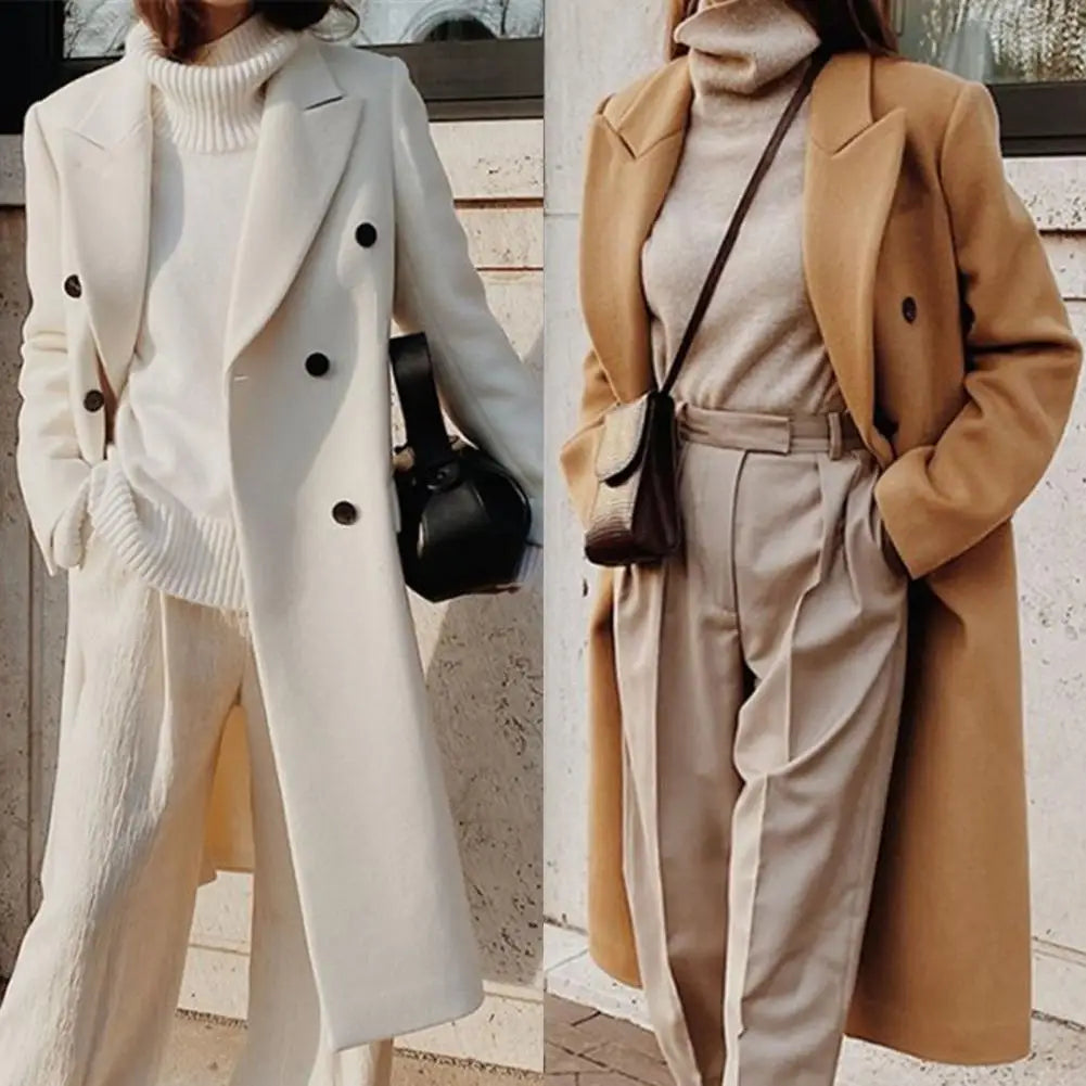 Damesjas Lange Wollen Jas Elegante Koreaanse Stijl