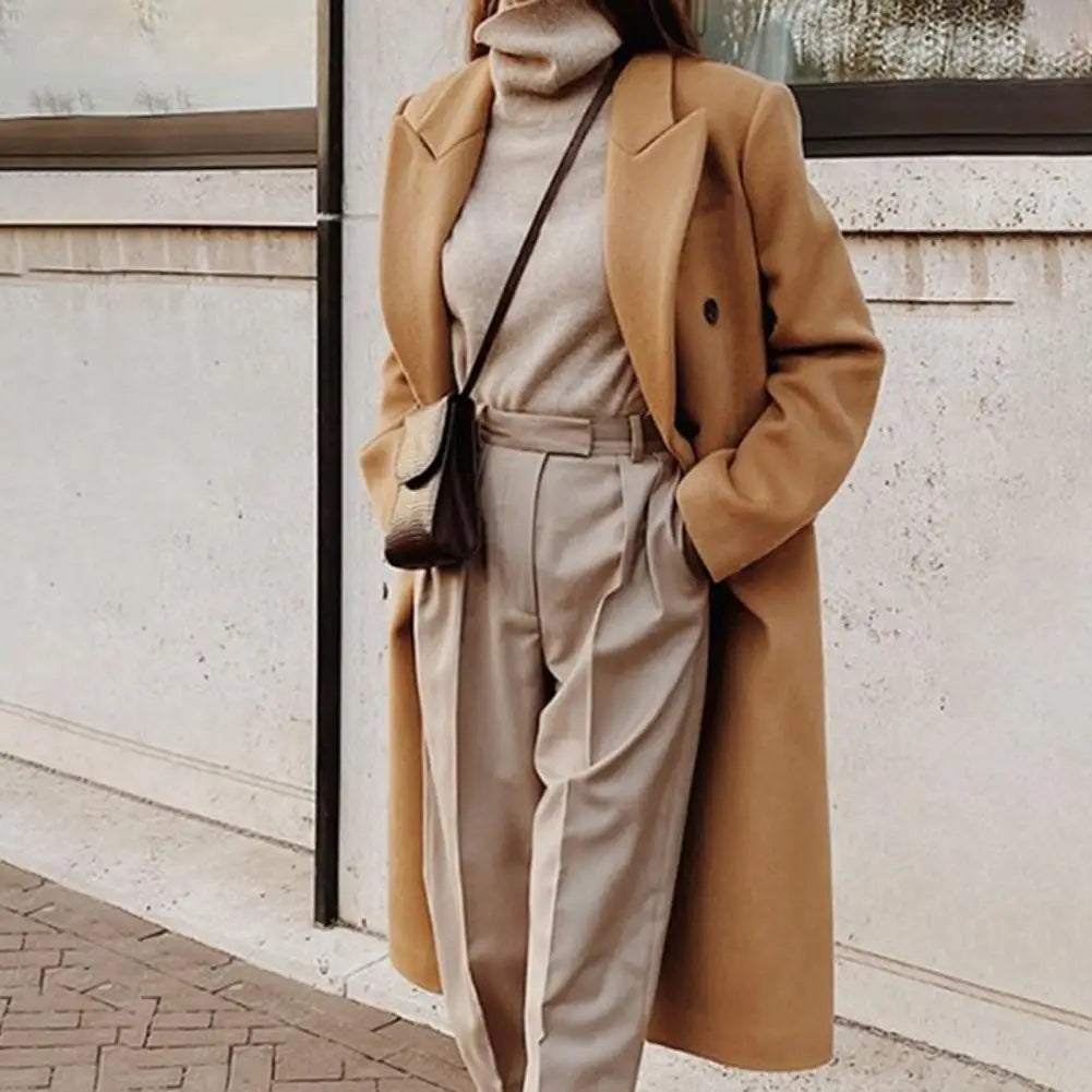 Damesjas Lange Wollen Jas Koreaanse Stijl Elegante Look - StudioMarella