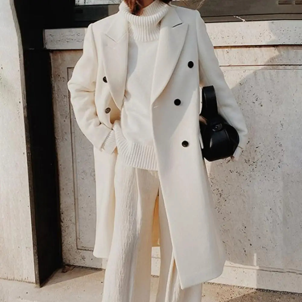Damesjas Lange Wollen Jas Elegante Koreaanse Stijl
