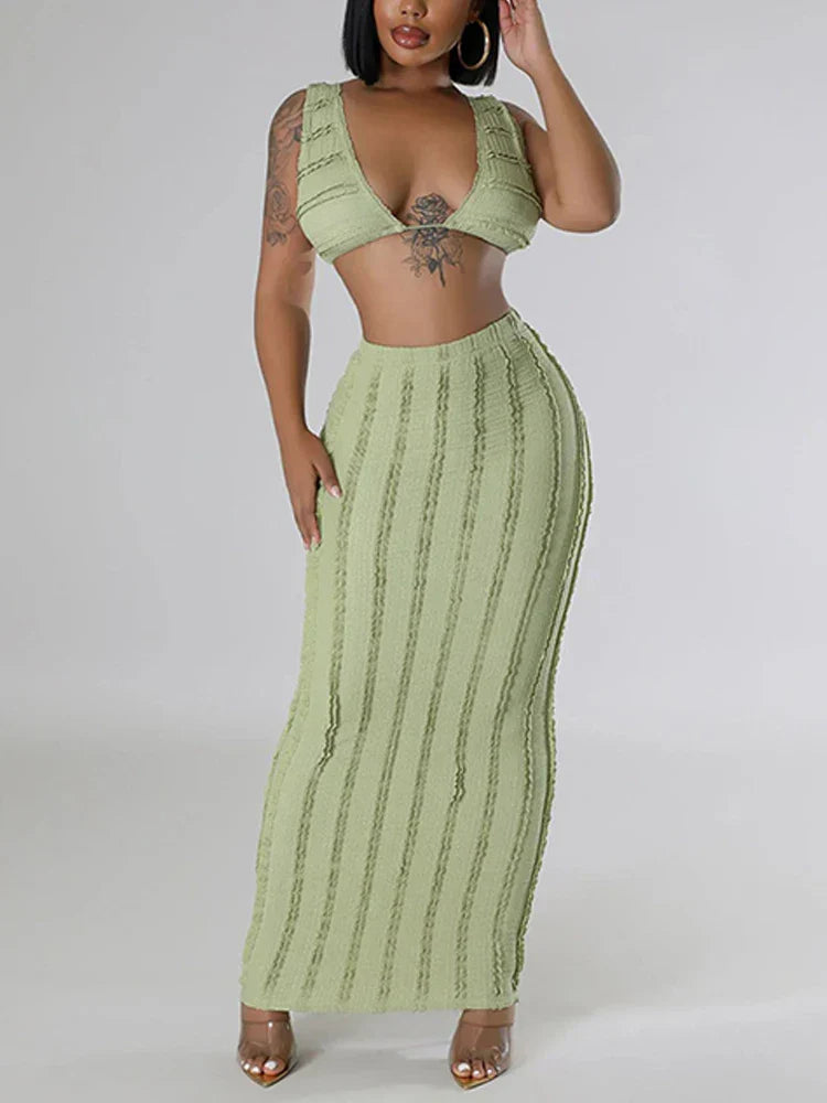 Zomerse Gebreide Set Vrouwelijk Chic